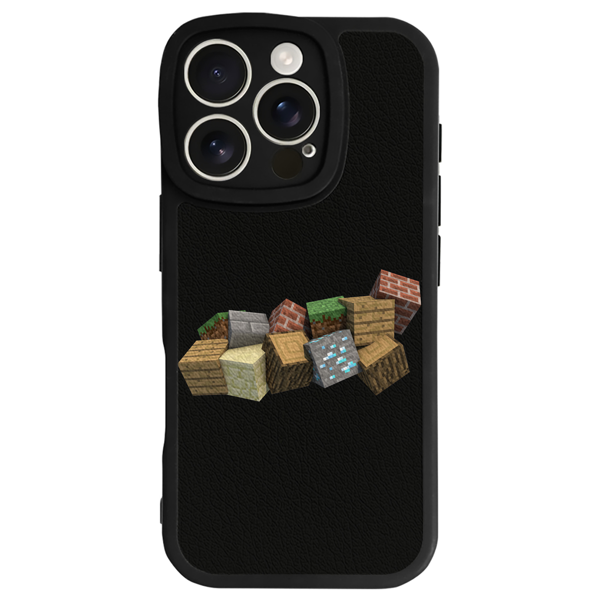 （画像用） マインクラフト ブロックの世界 Minecraft MC Block world 【iPhone 16シリーズ対応】シリコンスマホケース（レザー調） 材質：シリコン